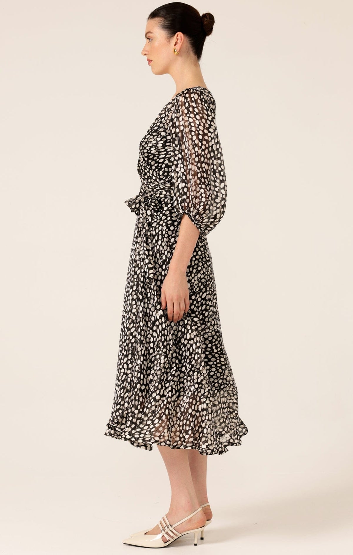 Cloudland Wrap Dress In Black White Spot by Sacha Drake - image 6