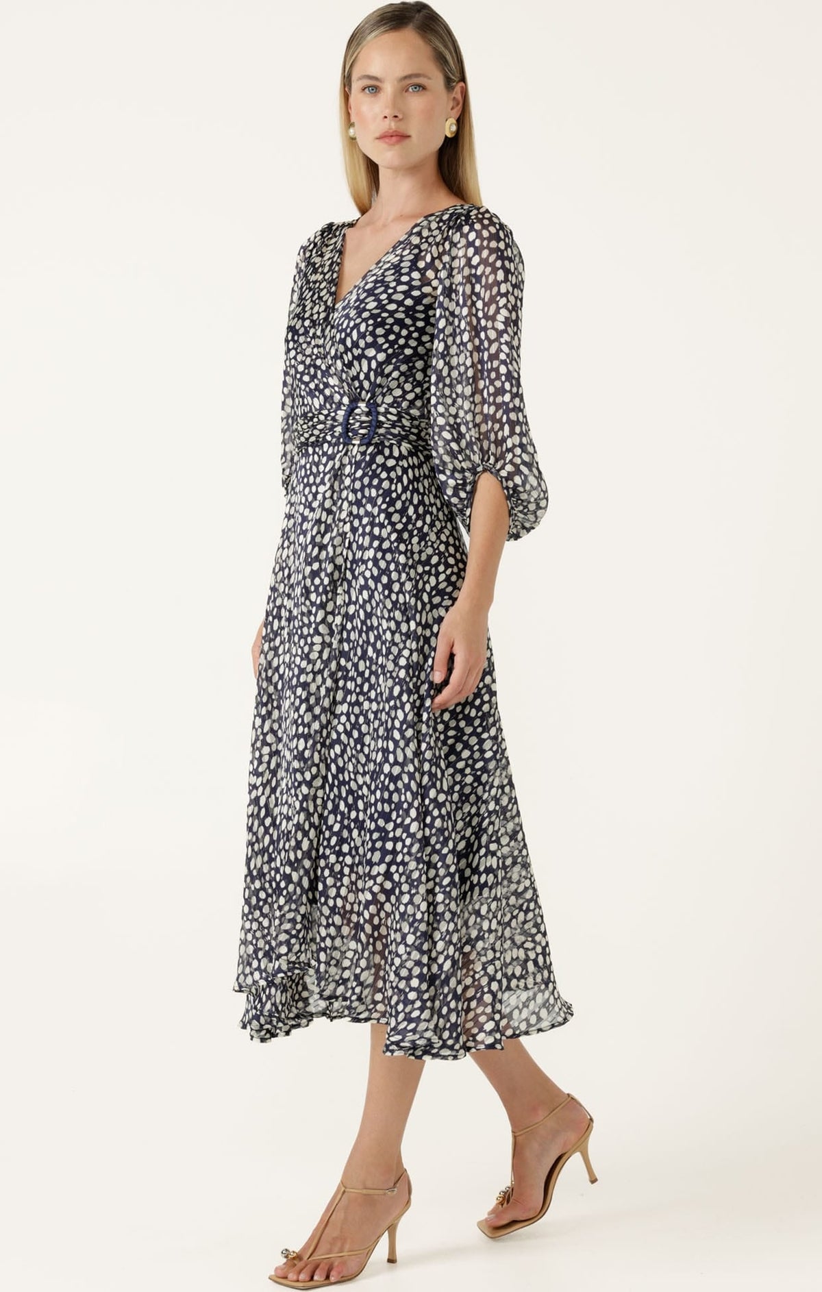 Cloudland Wrap Dress In Navy White Spot by Sacha Drake - image 6