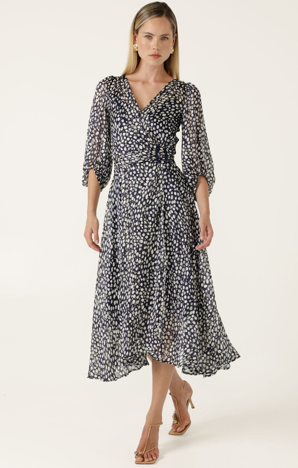 Cloudland Wrap Dress In Navy White Spot by Sacha Drake - image 3