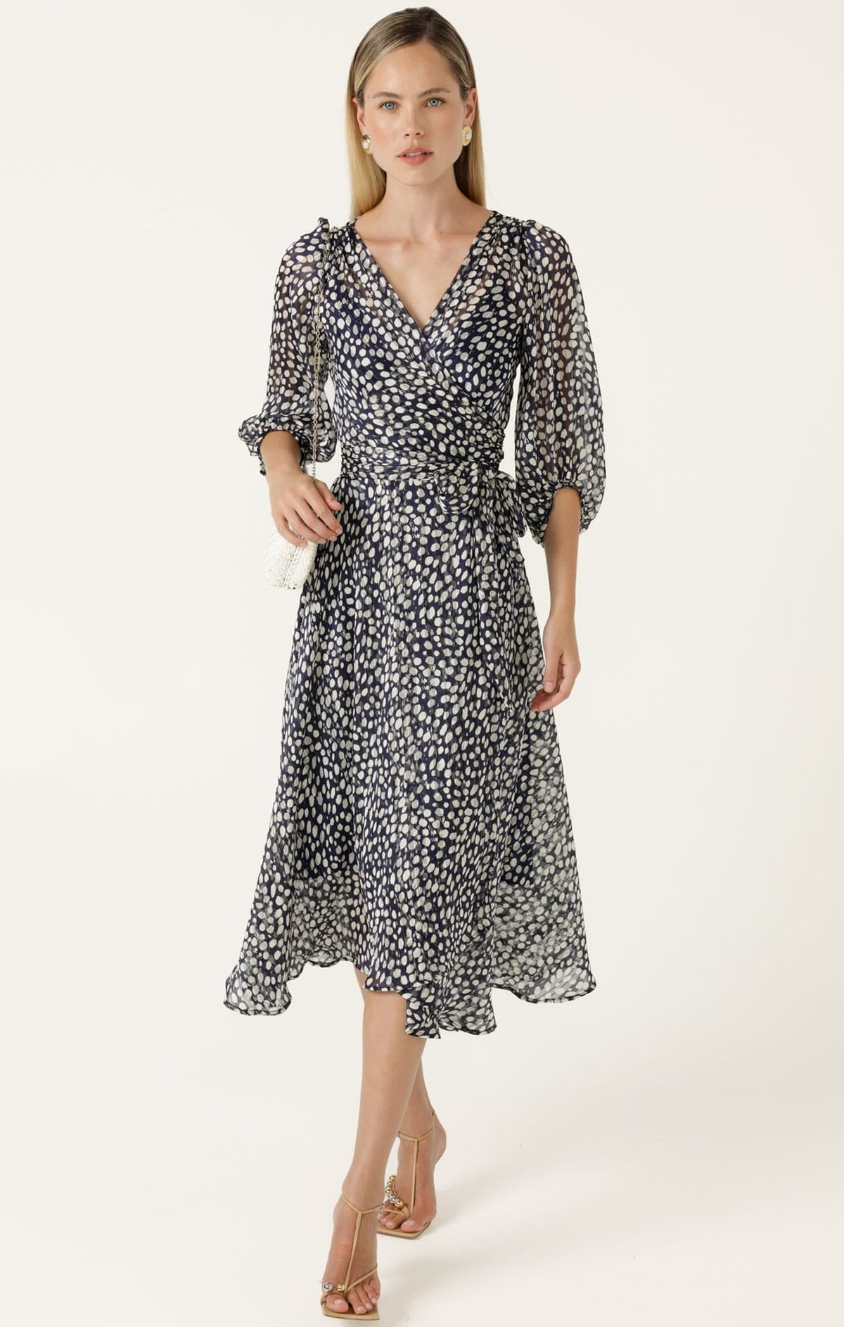 Cloudland Wrap Dress In Navy White Spot by Sacha Drake - image 5