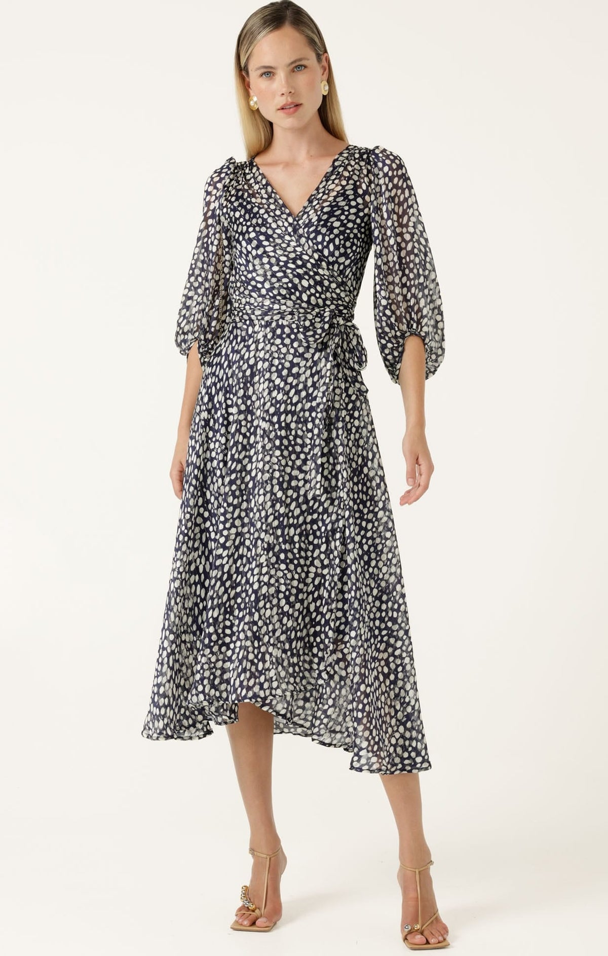 Cloudland Wrap Dress In Navy White Spot by Sacha Drake - image 2