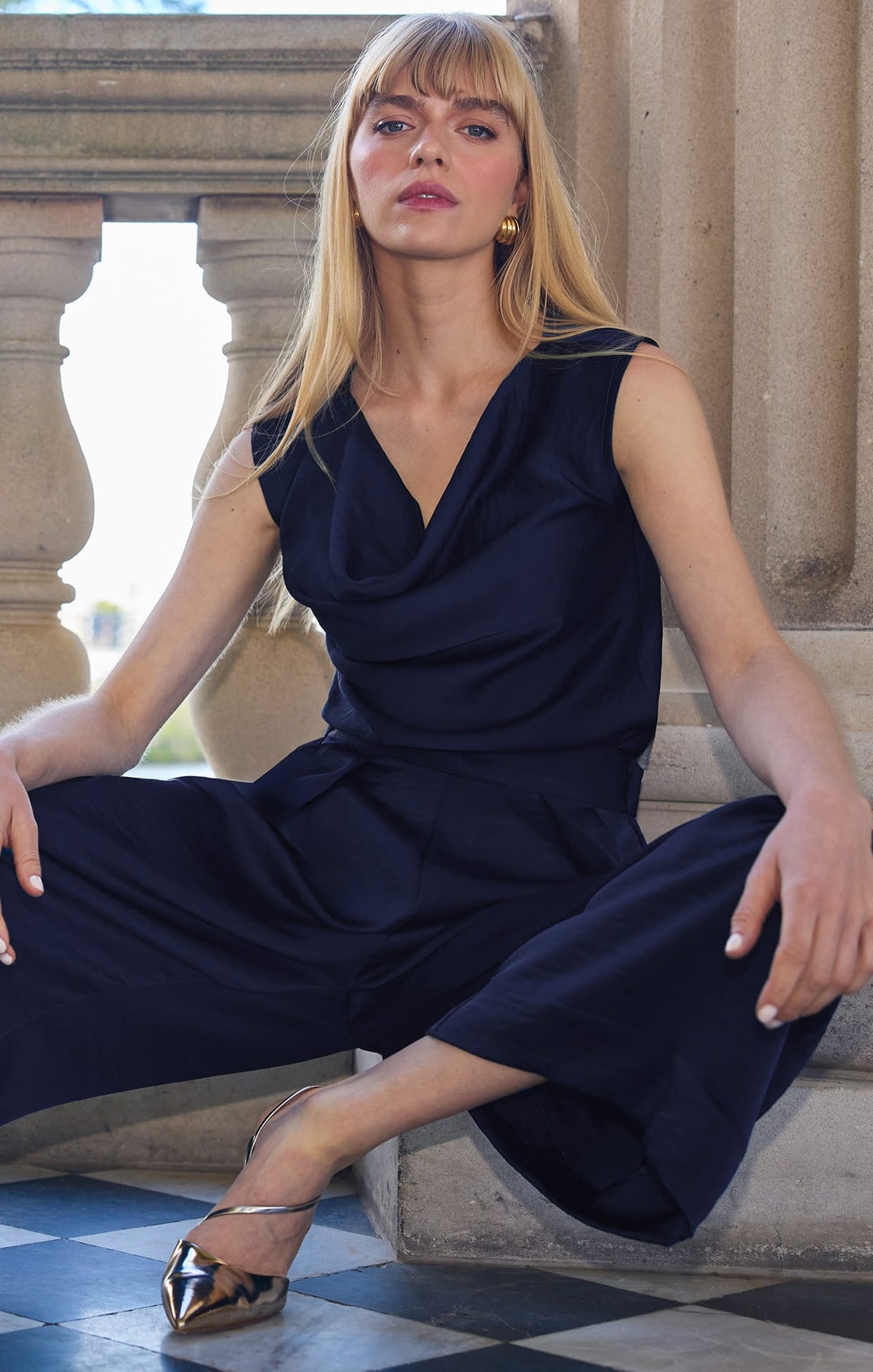 Luxe Cowl Bias Top In Navy by Sacha Drake - image 6