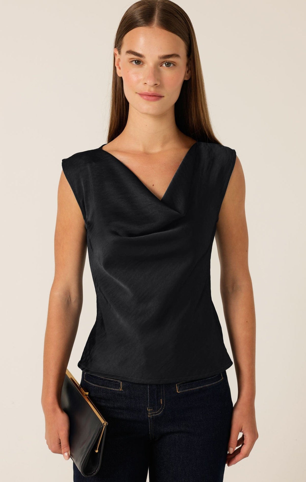 Luxe Cowl Bias Top In Black by Sacha Drake - image 3