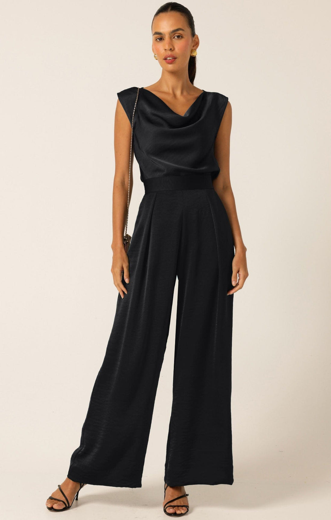 Luxe Cowl Bias Top In Black by Sacha Drake