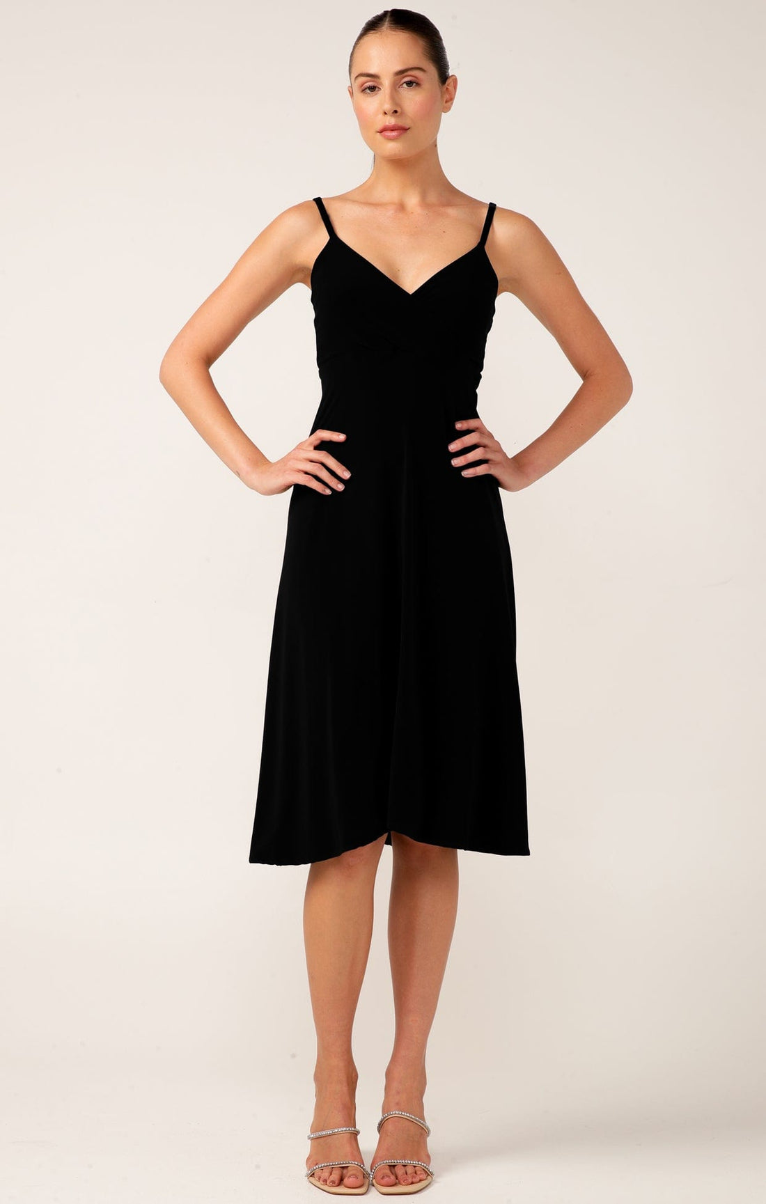 Cross Over Slip Dress In Black by Sacha Drake