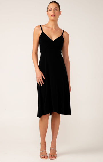 Cross Over Slip Dress In Black by Sacha Drake