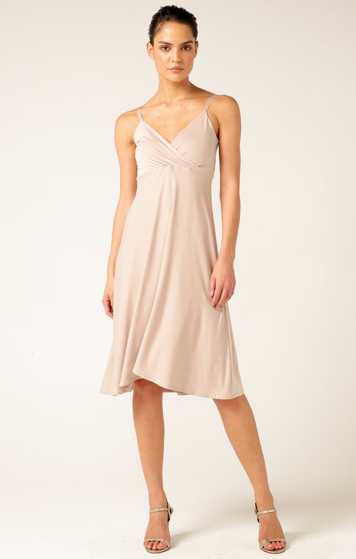 Cross Over Slip Dress In Nude by Sacha Drake