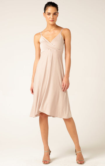 Cross Over Slip Dress In Nude by Sacha Drake