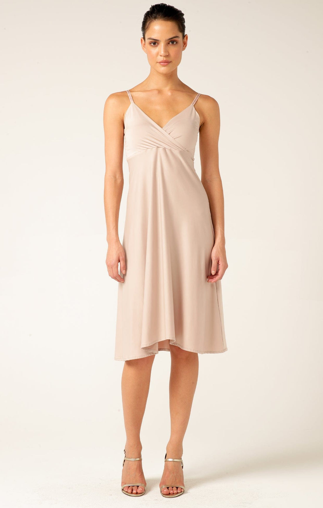 Cross Over Slip Dress In Nude by Sacha Drake