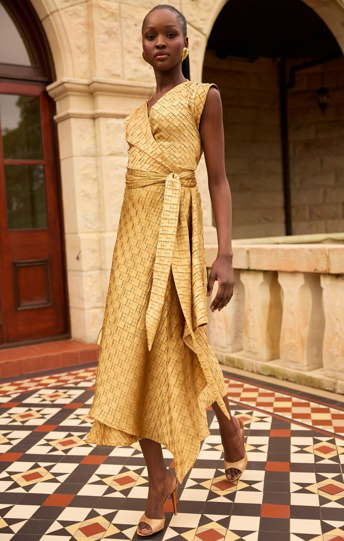 Crown Wrap Dress In Gold by Sacha Drake - image 3