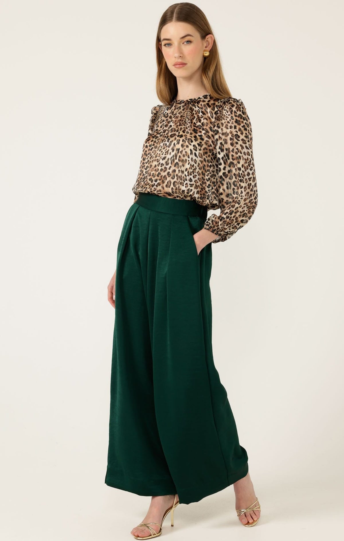 Luxe Pleated Trouser In Emerald by Sacha Drake - image 5