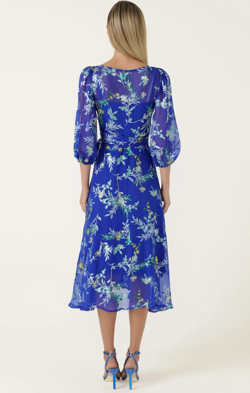 Elspeth Wrap Dress in Sapphire Floral