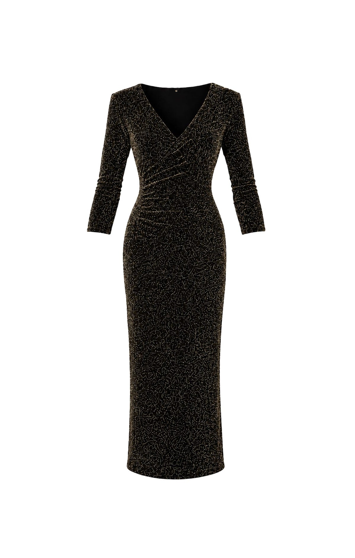 Lenora Midi Dress In Black Gold by Sacha Drake - image 11
