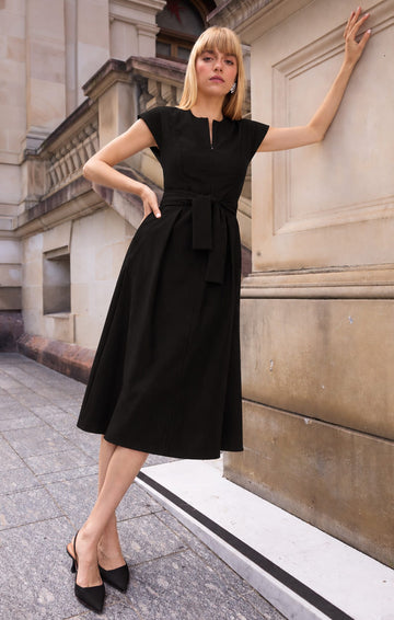 Zip Front Fit And Flare Dress by Sacha Drake