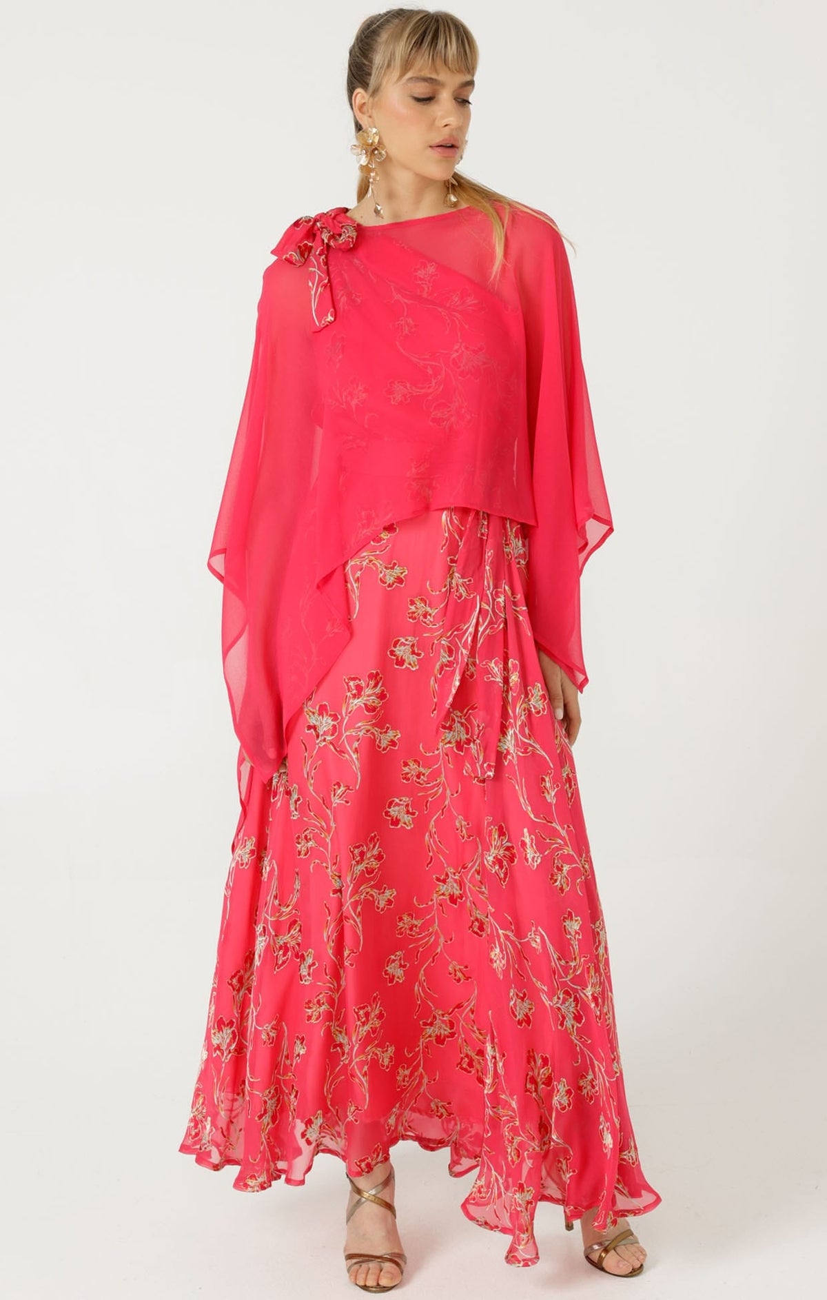 Sheer Silk Cape In Pink by Sacha Drake - image 6