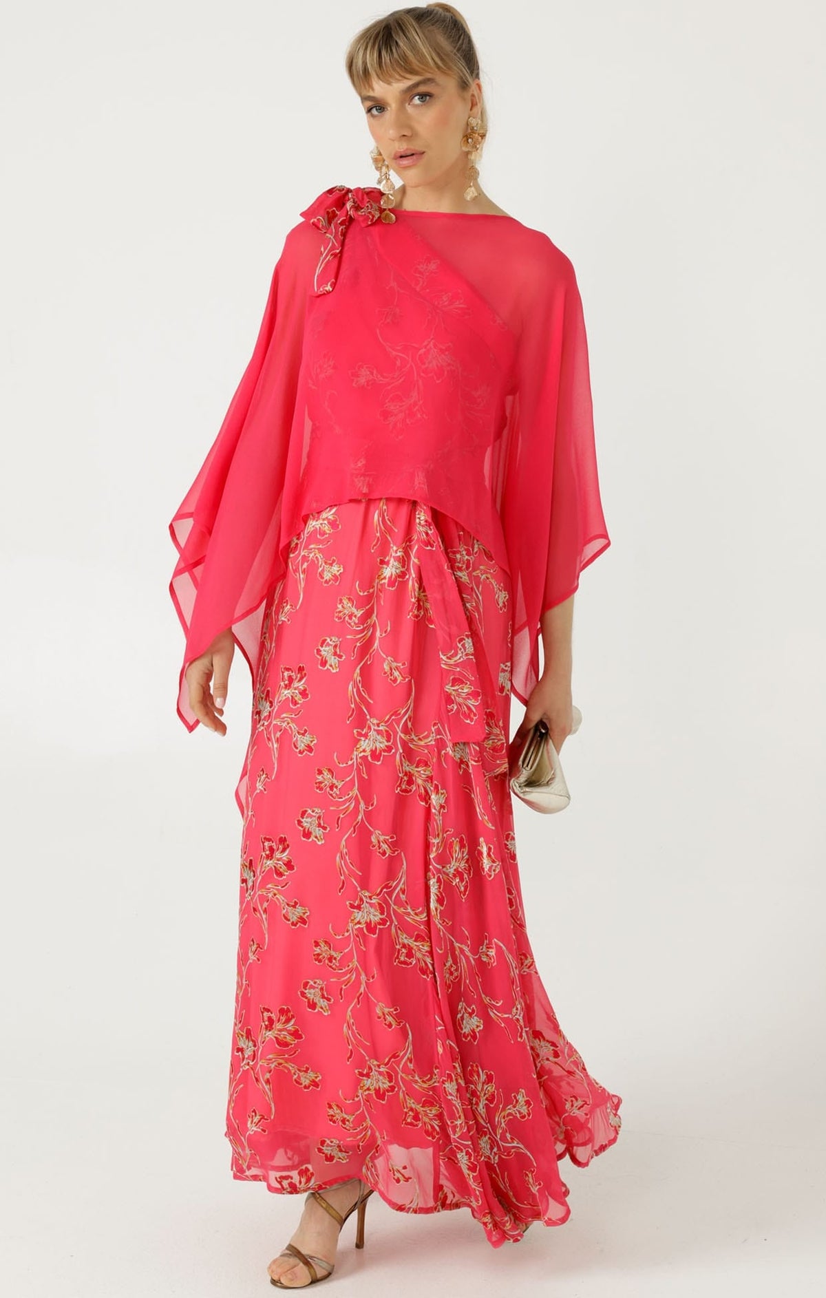 Sheer Silk Cape In Pink by Sacha Drake - image 7
