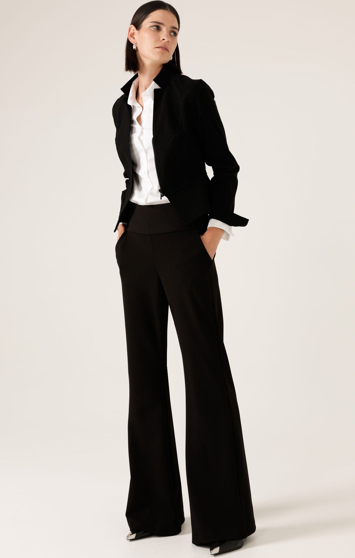 Front Zip Peplum Jacket In Black by Sacha Drake - image 2