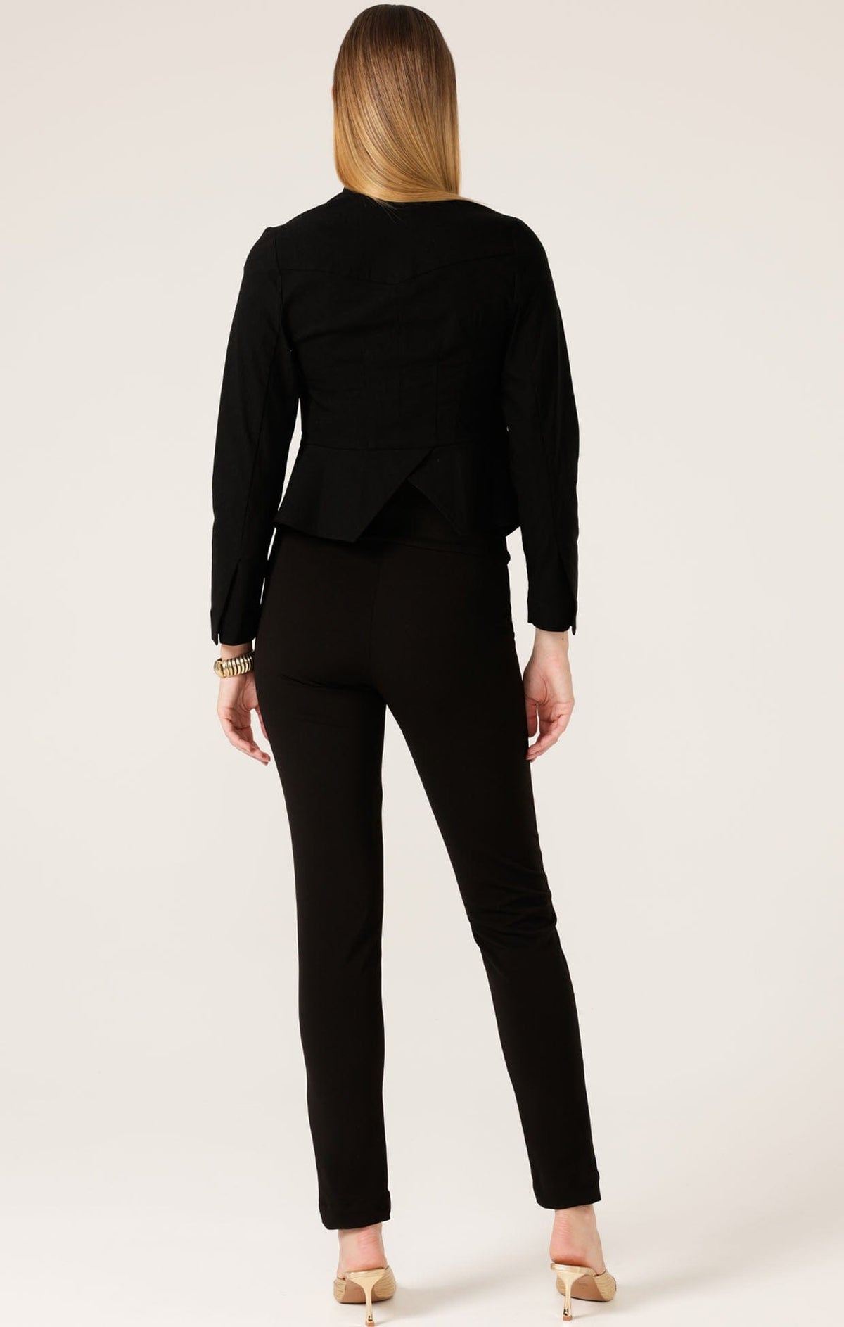 Front Zip Peplum Jacket In Black by Sacha Drake - image 8
