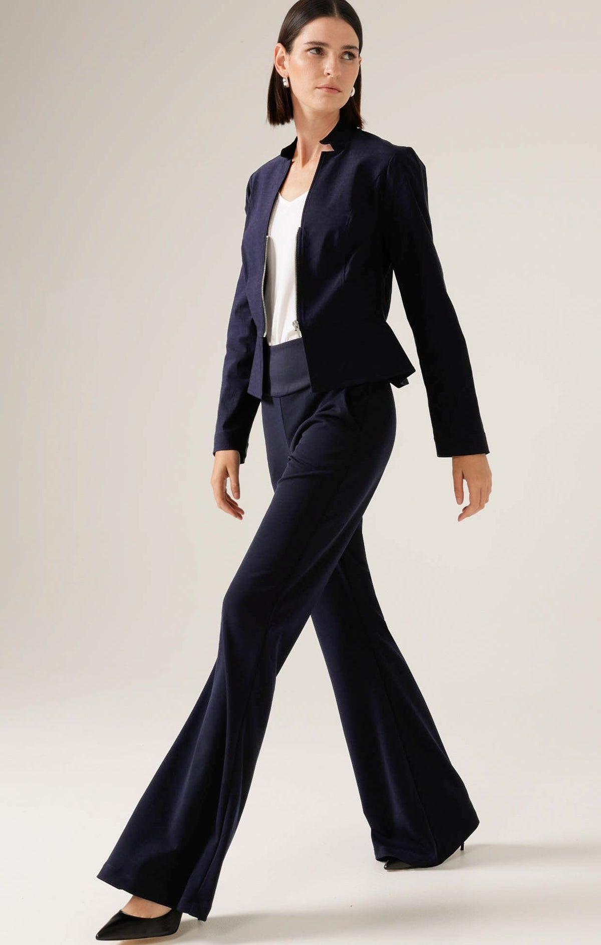 Front Zip Peplum Jacket In Navy by Sacha Drake - image 5