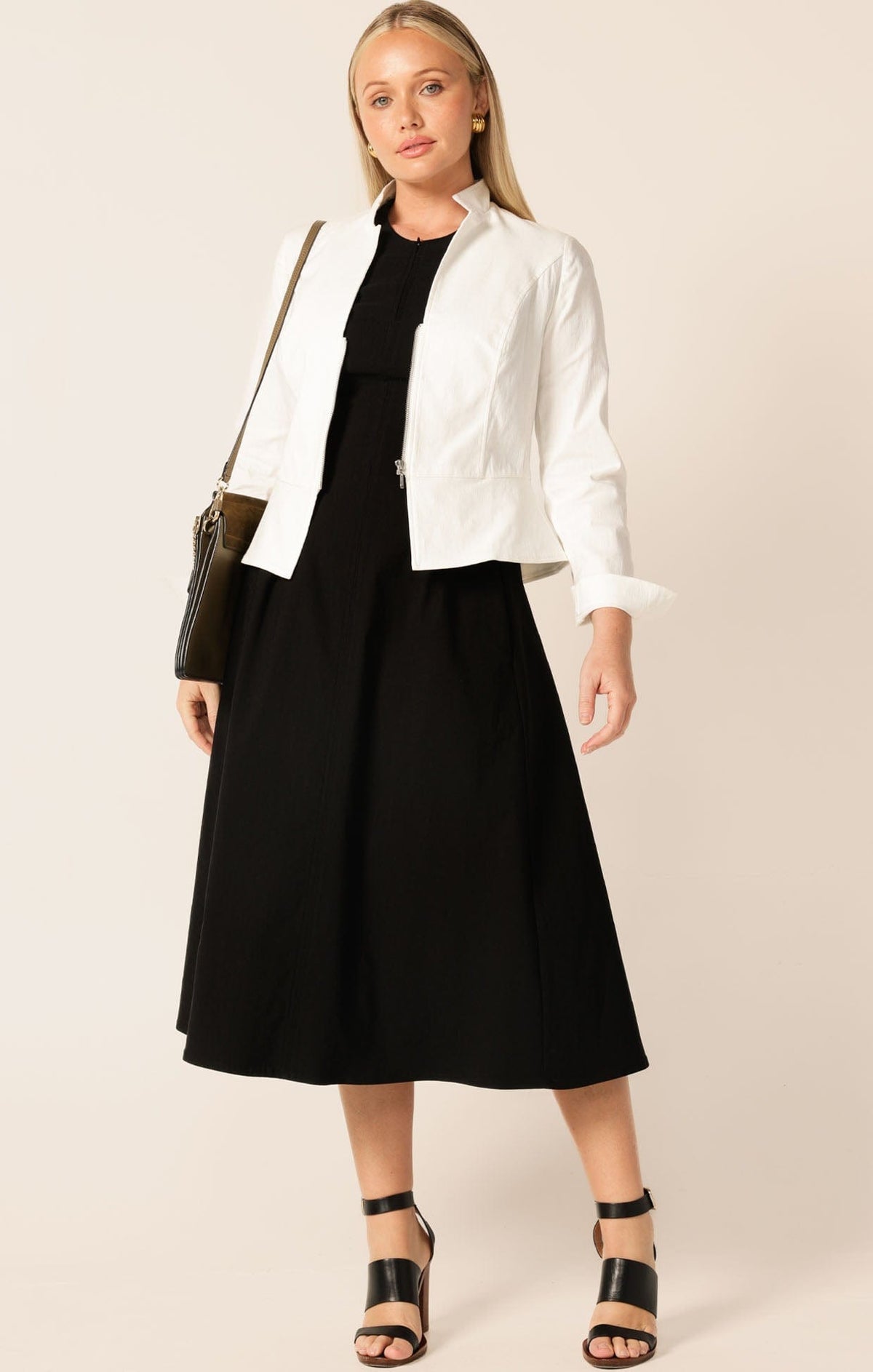 Front Zip Peplum Jacket In White by Sacha Drake - image 4