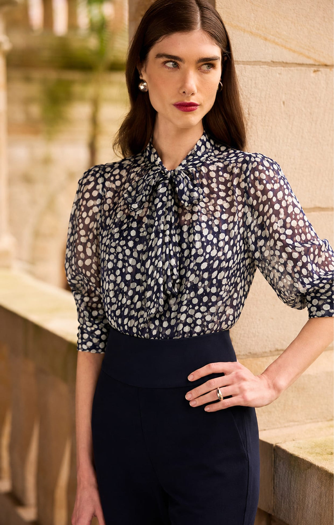Gabrielle Blouse In Navy by Sacha Drake