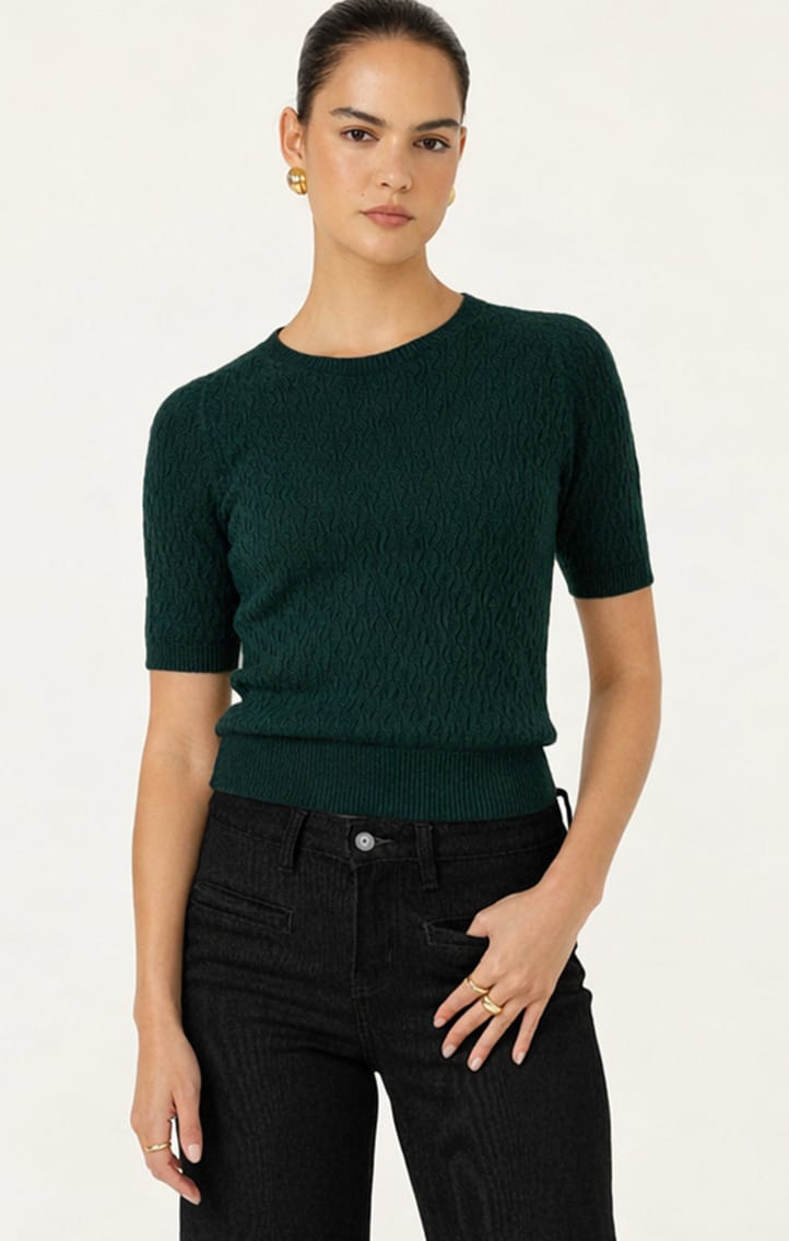 Short Sleeve Grove Knit Top In Forest by Sacha Drake - image 5