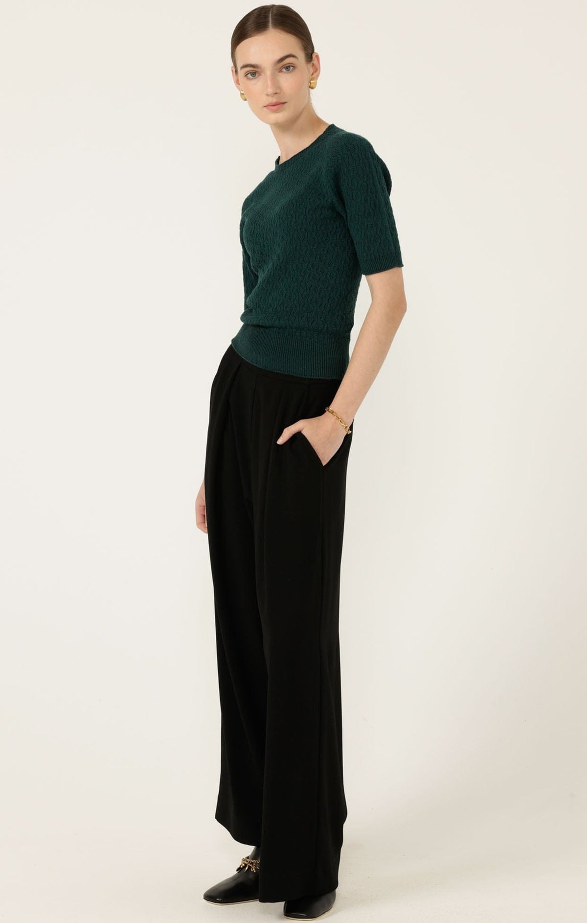 Short Sleeve Grove Knit Top In Forest by Sacha Drake - image 6