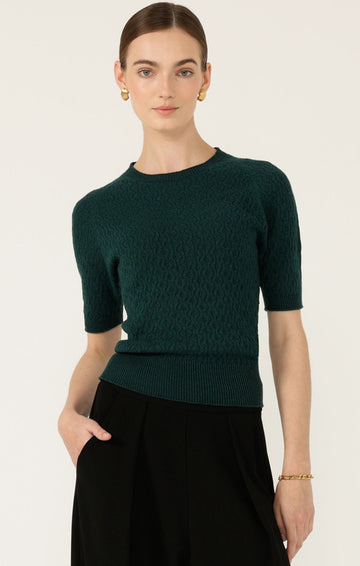 Short Sleeve Grove Knit Top In Forest by Sacha Drake