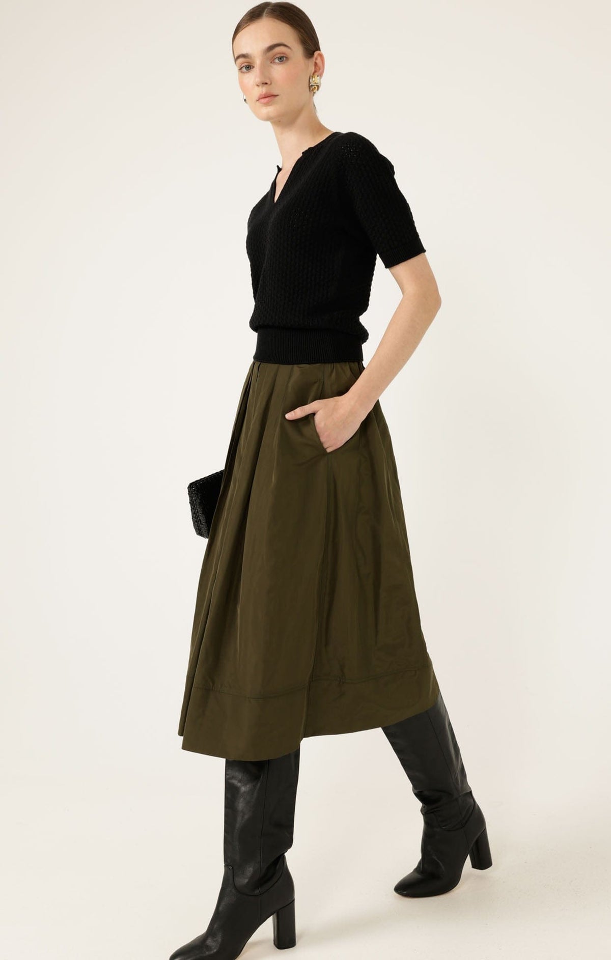 Henley Knit Top In Black by Sacha Drake - image 7
