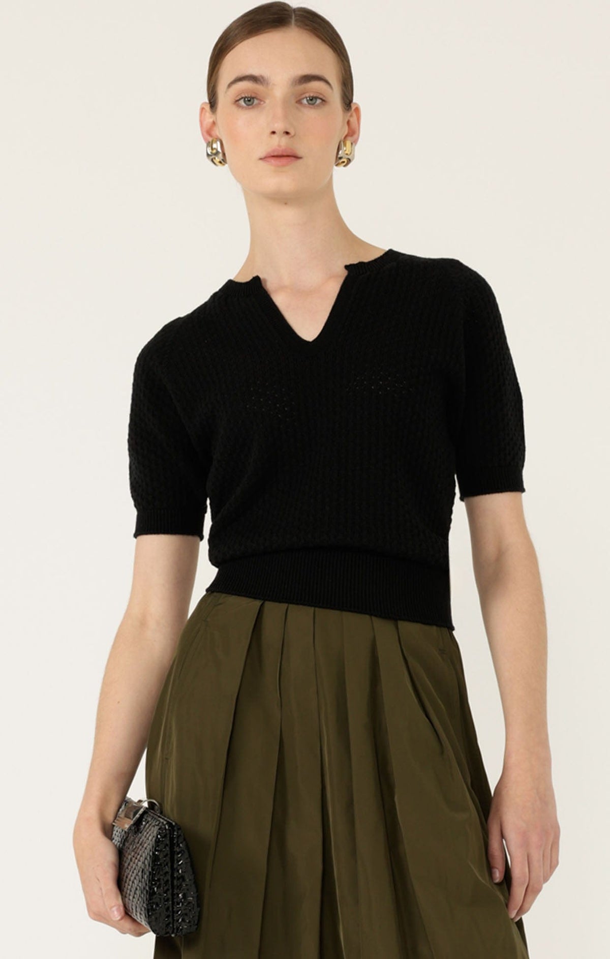 Henley Knit Top In Black by Sacha Drake - image 5