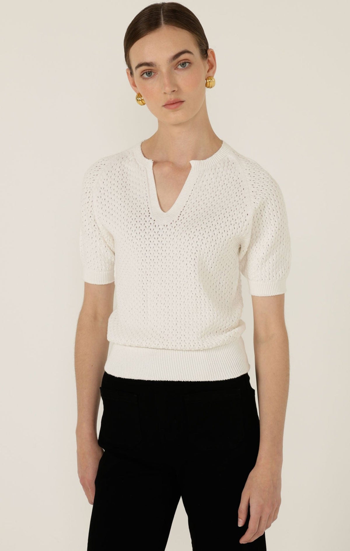 Henley Knit Top In Ivory by Sacha Drake - image 3