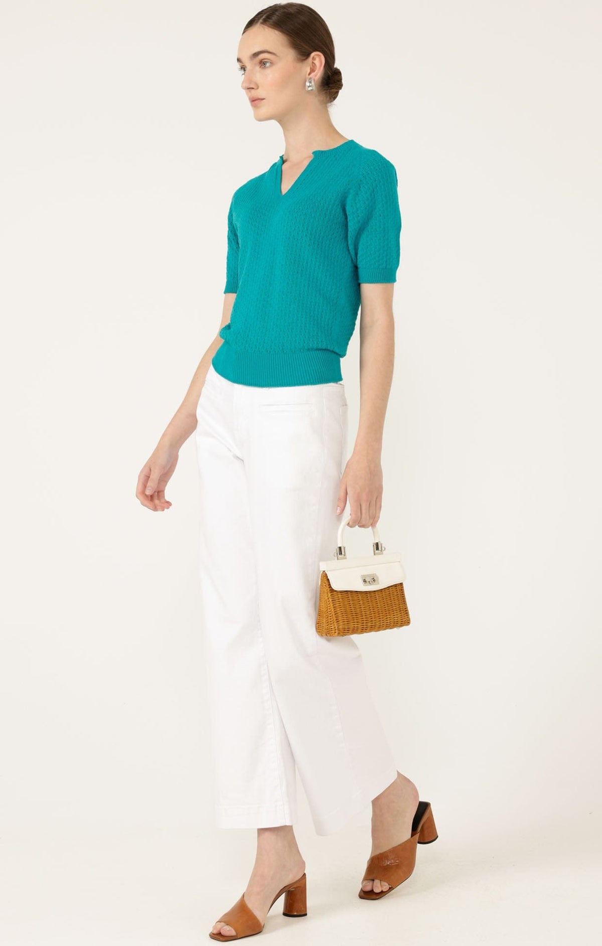 Henley Knit Top In Sea Green by Sacha Drake - image 6