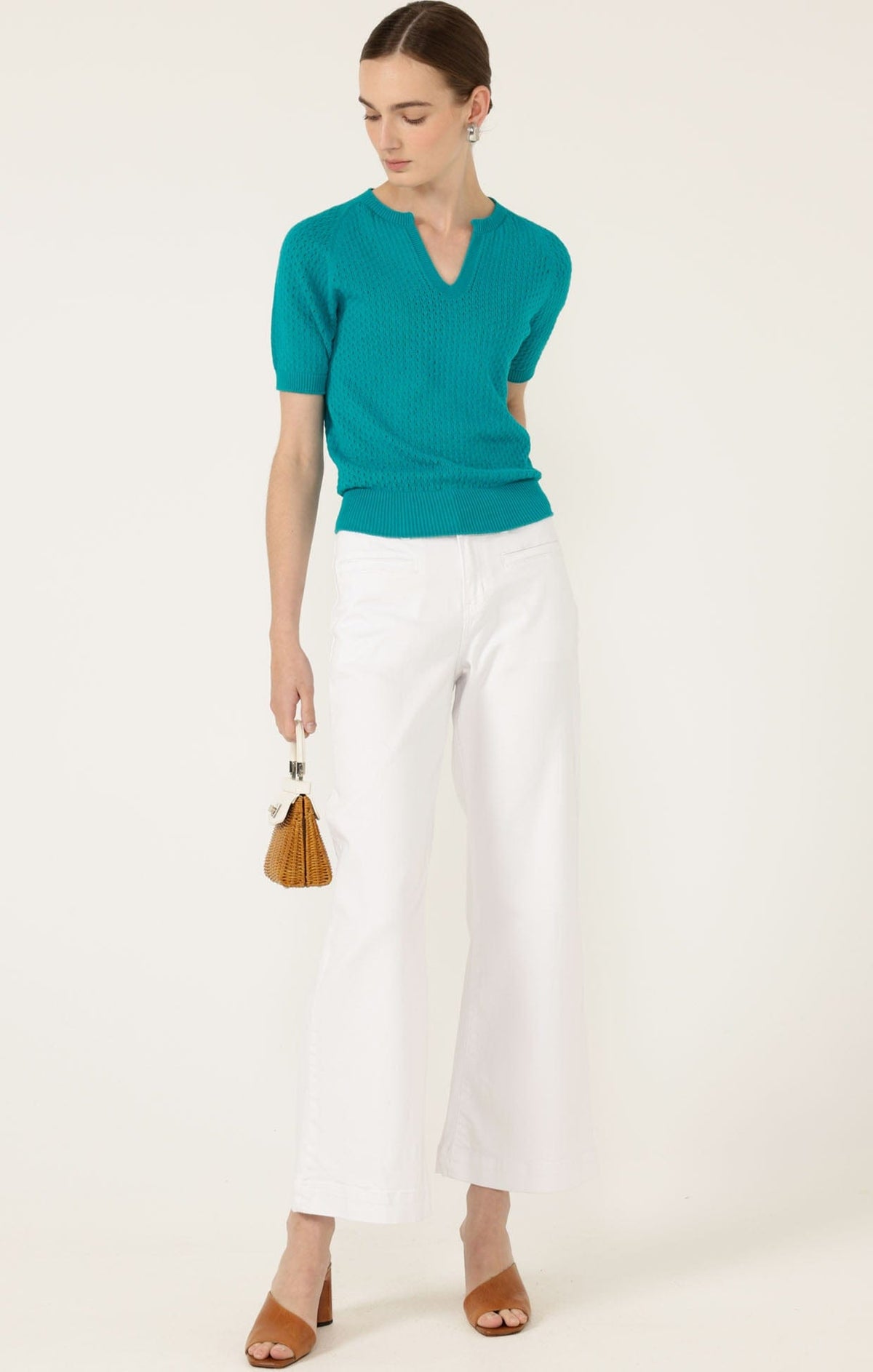 Henley Knit Top In Sea Green by Sacha Drake - image 5
