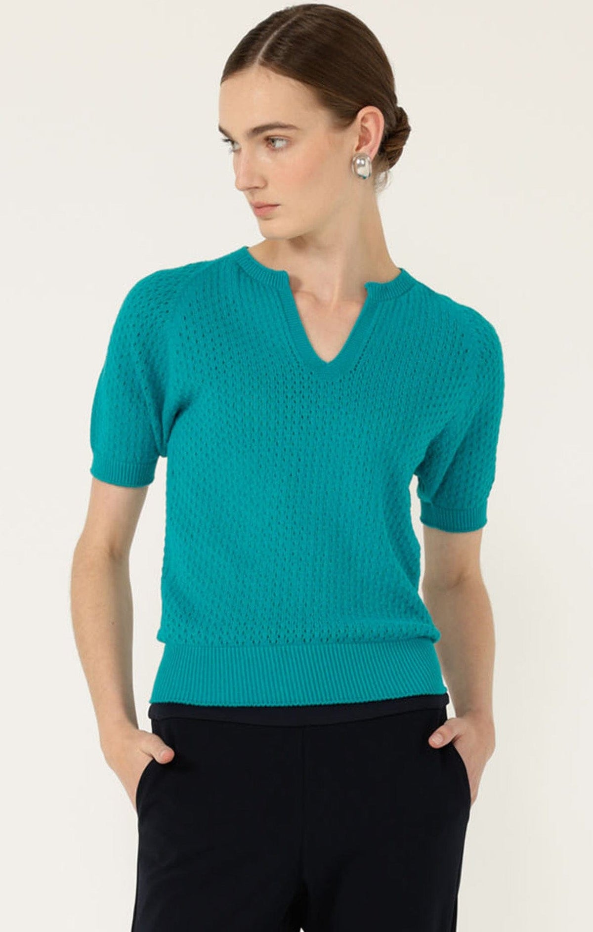 Henley Knit Top In Sea Green by Sacha Drake - image 3
