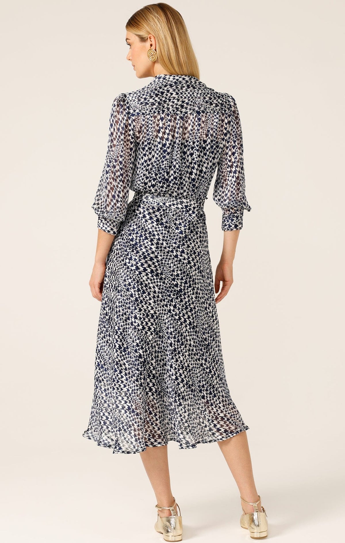 Herringbone Dress In Navy White Check by Sacha Drake - image 9