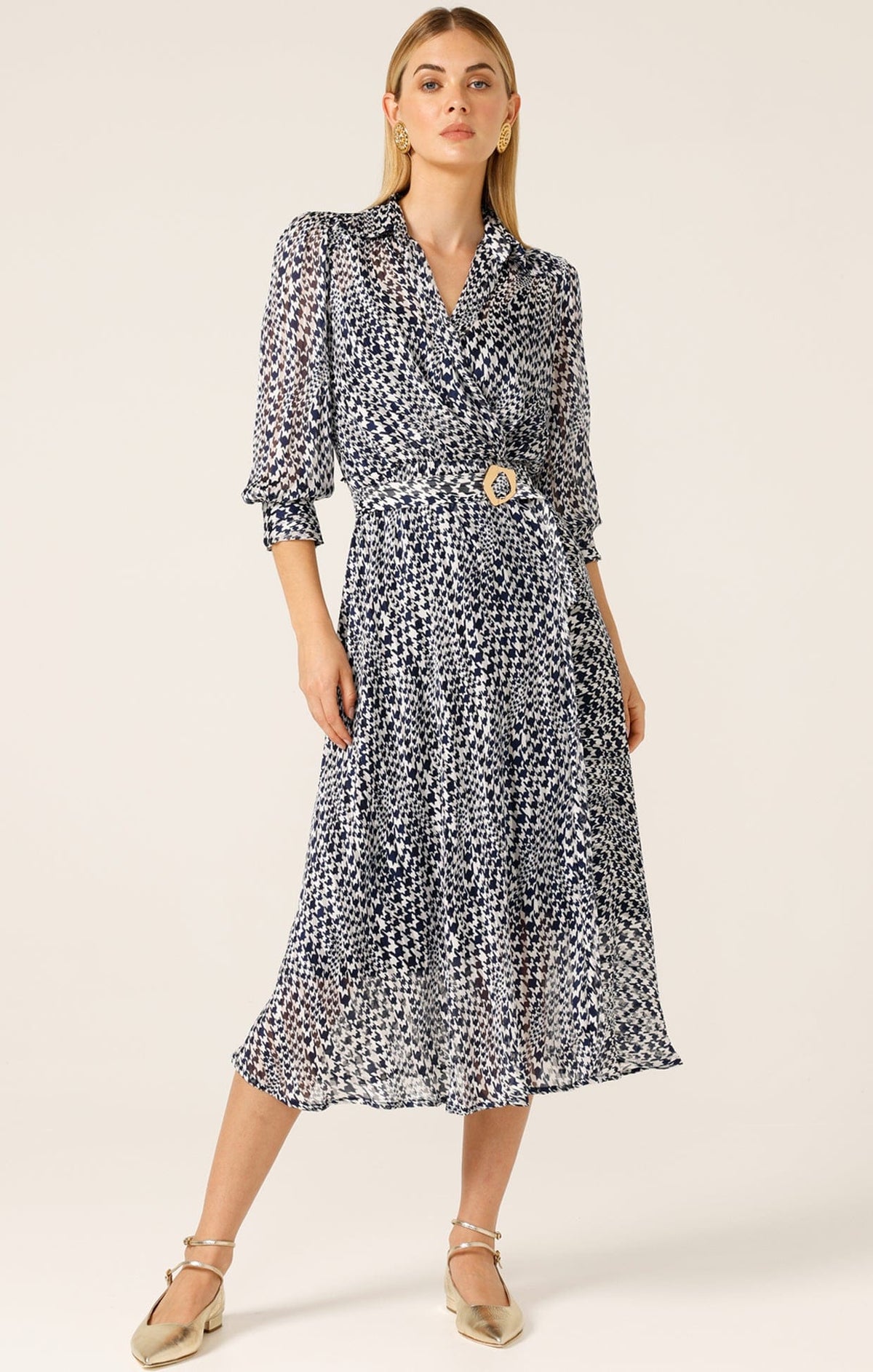 Herringbone Dress In Navy White Check by Sacha Drake - image 5