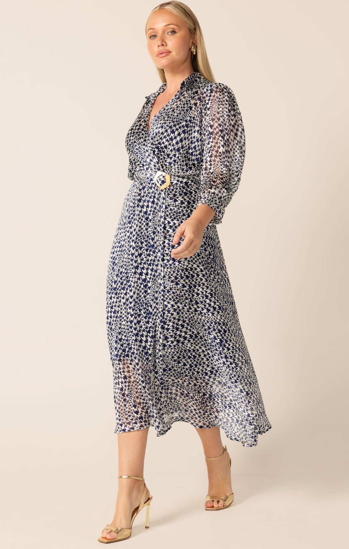 Herringbone Dress In Navy White Check by Sacha Drake - image 8