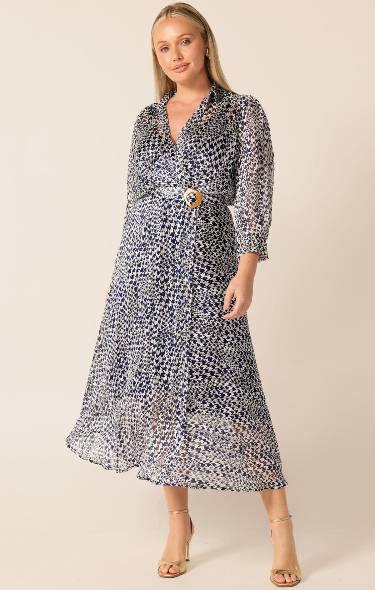 Herringbone Dress In Navy White Check by Sacha Drake - image 7