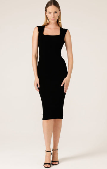 Iris Cap Sleeve Dress In Black by Sacha Drake