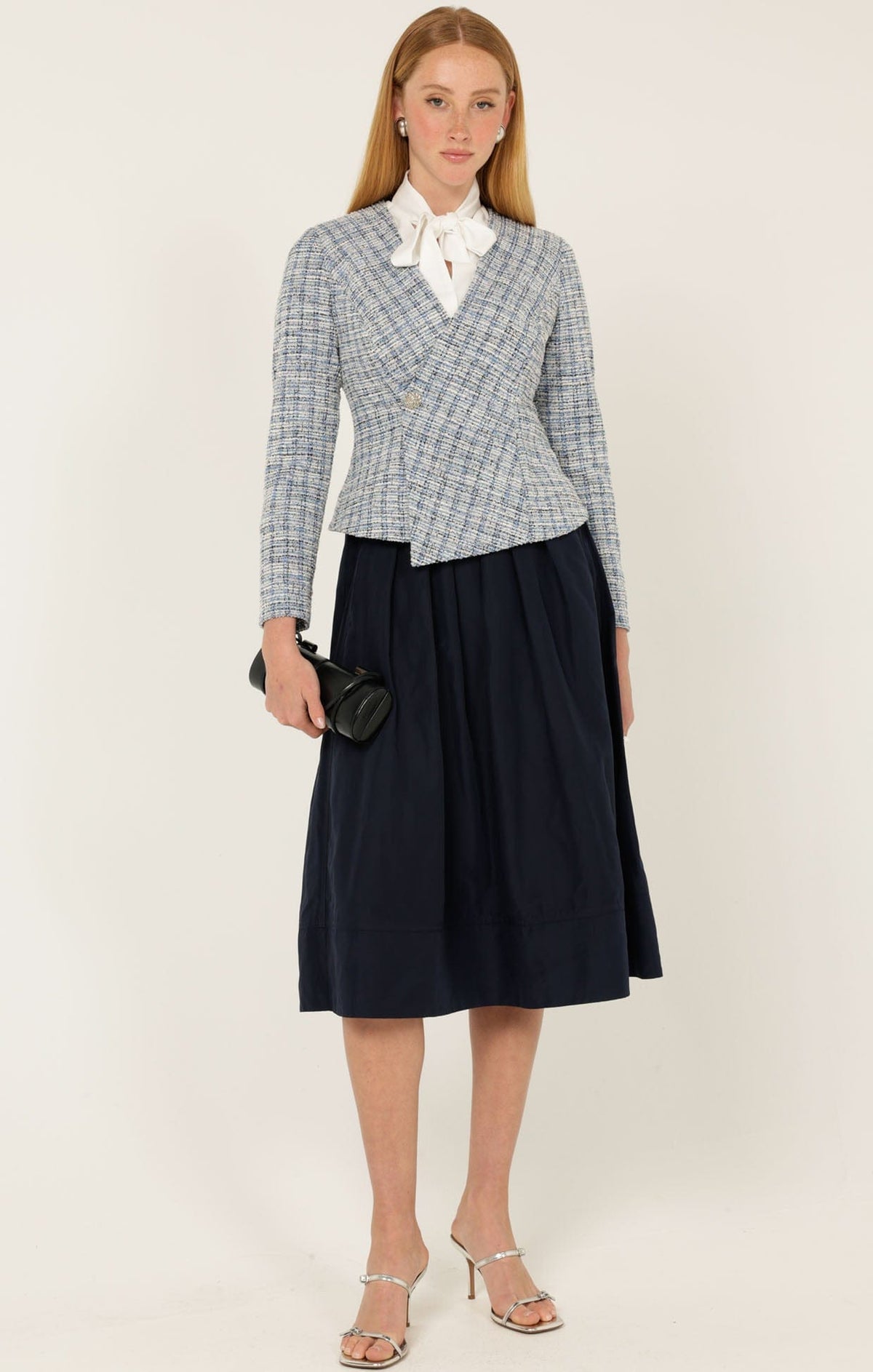 Pleated A-Line Skirt In Navy by Sacha Drake - image 5