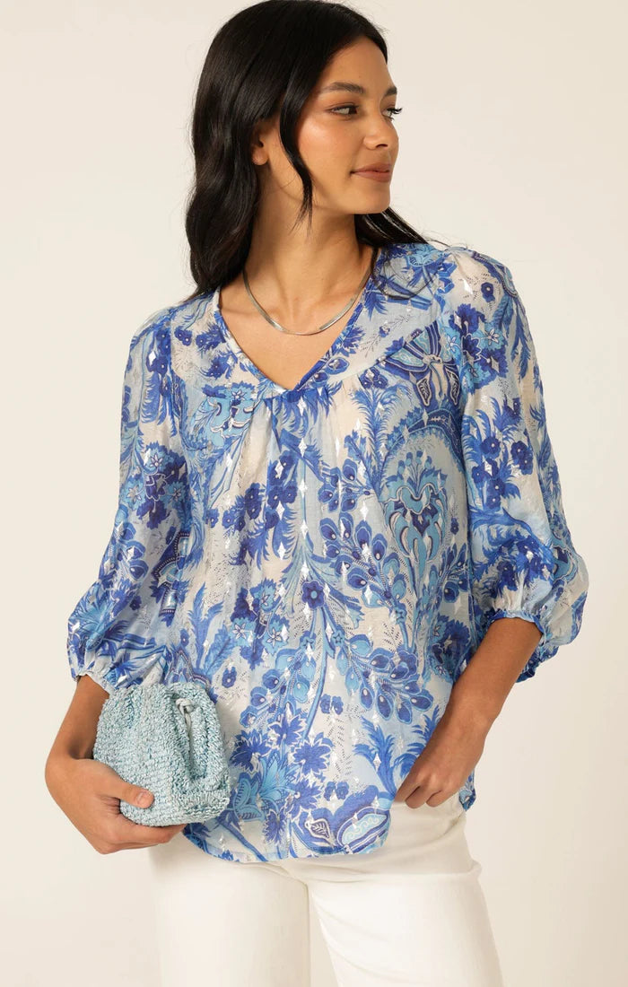 Kassiopi metallic detail cotton top women Australia
