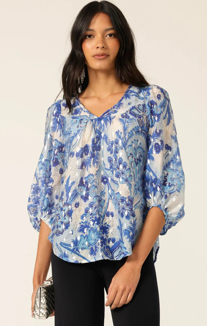 Kassiopi metallic detail cotton top women Australia
