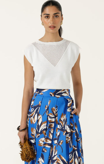 Chloe Knit Top In White by Sacha Drake