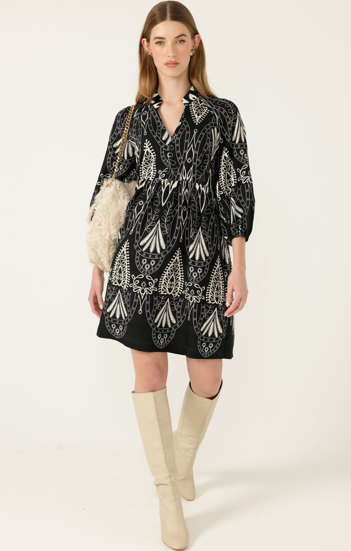 Kirra Shift Dress In Black Cream by Sacha Drake - image 2