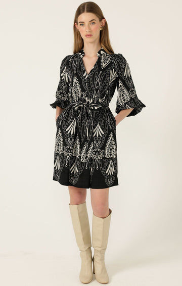 Kirra Shift Dress In Black Cream by Sacha Drake