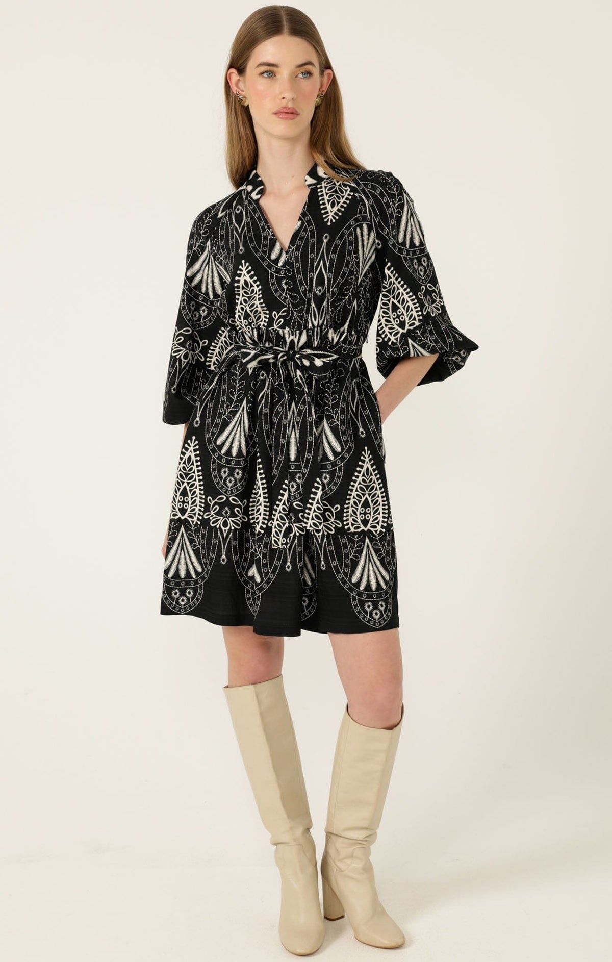 Kirra Shift Dress In Black Cream by Sacha Drake - image 4