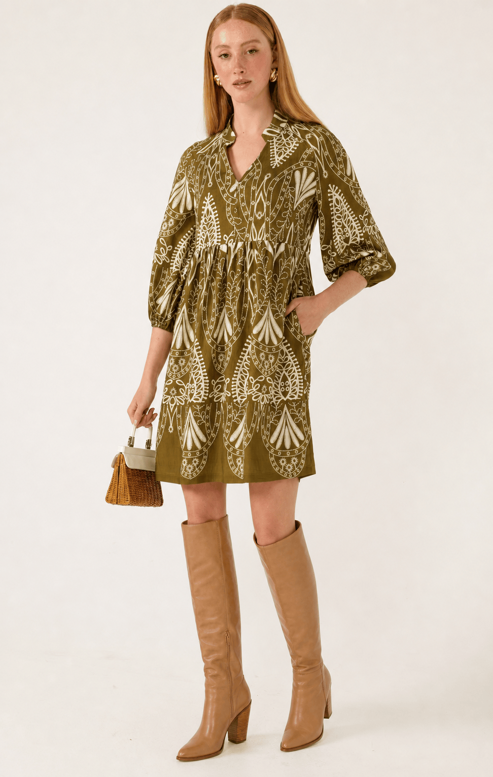 Kirra Shift Dress In Olive Cream by Sacha Drake - image 6