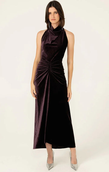 LAVISH COWL DRESS IN AMETHYST