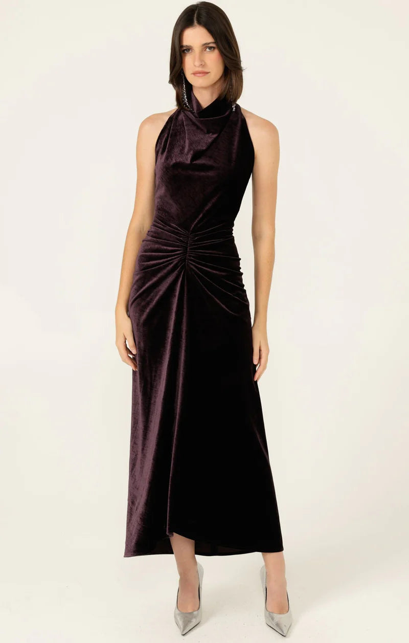 LAVISH COWL DRESS IN AMETHYST