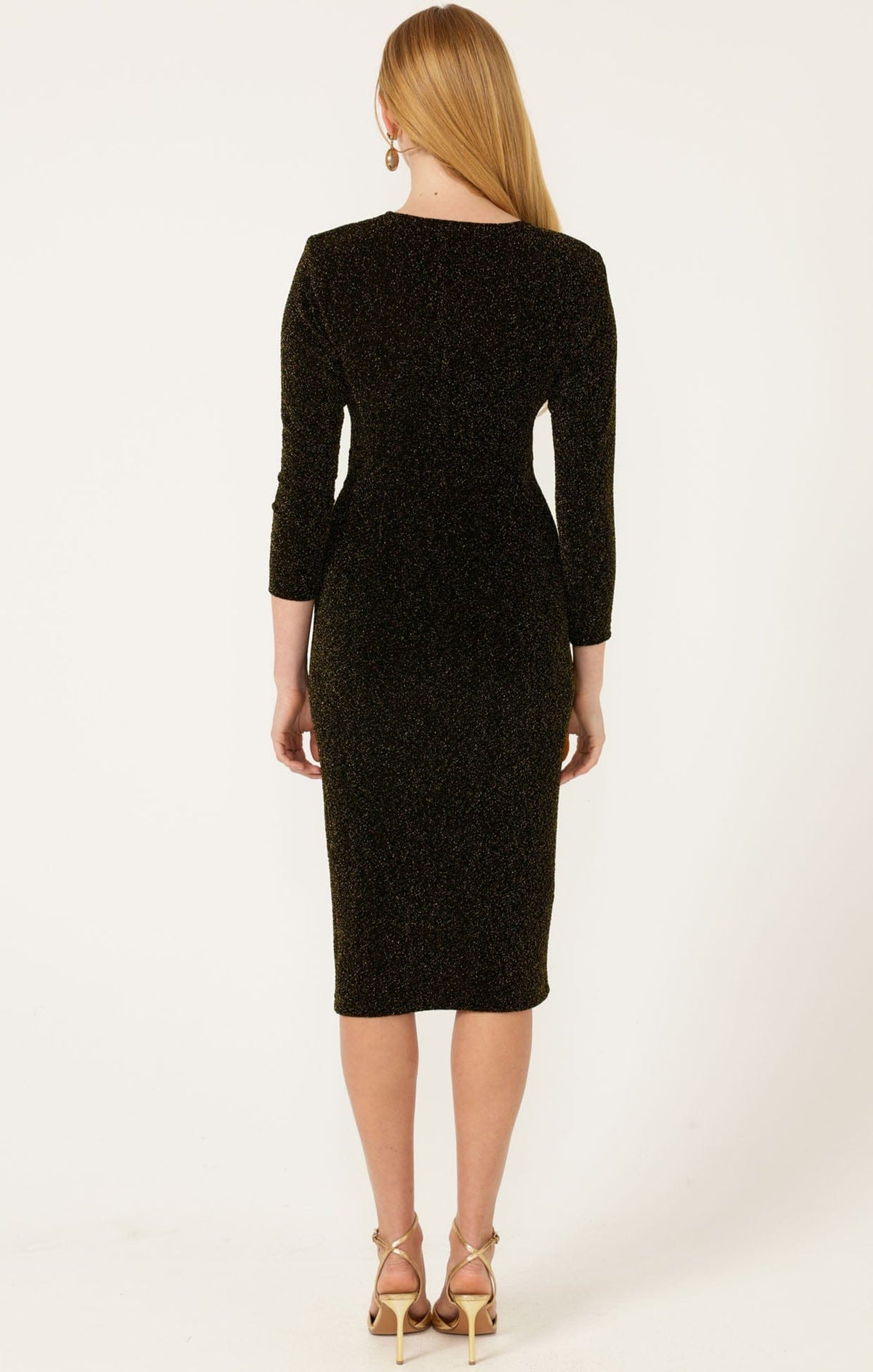 Lenora Midi Dress In Black Gold by Sacha Drake - image 9